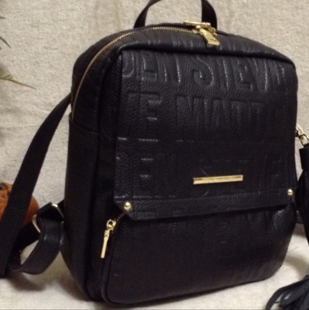Steve Madden Embossed Logo Backpack in Black